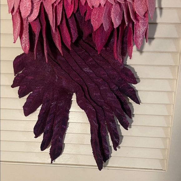 Winged Angel Wing OOAK Pink Handcrafted Felted Wool Purple Feathered Backpack - Picture 6 of 16